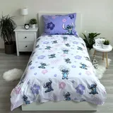 Jerry Fabrics Wendebettwäsche Lilo und Stitch Blumen Lila 140 x 200 cm + 70 x 90 cm