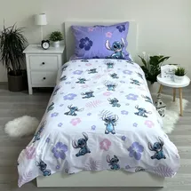 Jerry Fabrics Wendebettwäsche Lilo und Stitch Blumen Lila 140 x 200 cm + 70 x 90 cm
