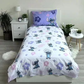 Jerry Fabrics Wendebettwäsche Lilo und Stitch Blumen Lila 140 x 200 cm + 70 x 90 cm