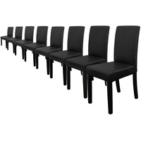 8x [en.casa]® Stühle Hochlehner Esszimmer Stühle Schwarz Kunst-Leder  Stuhl