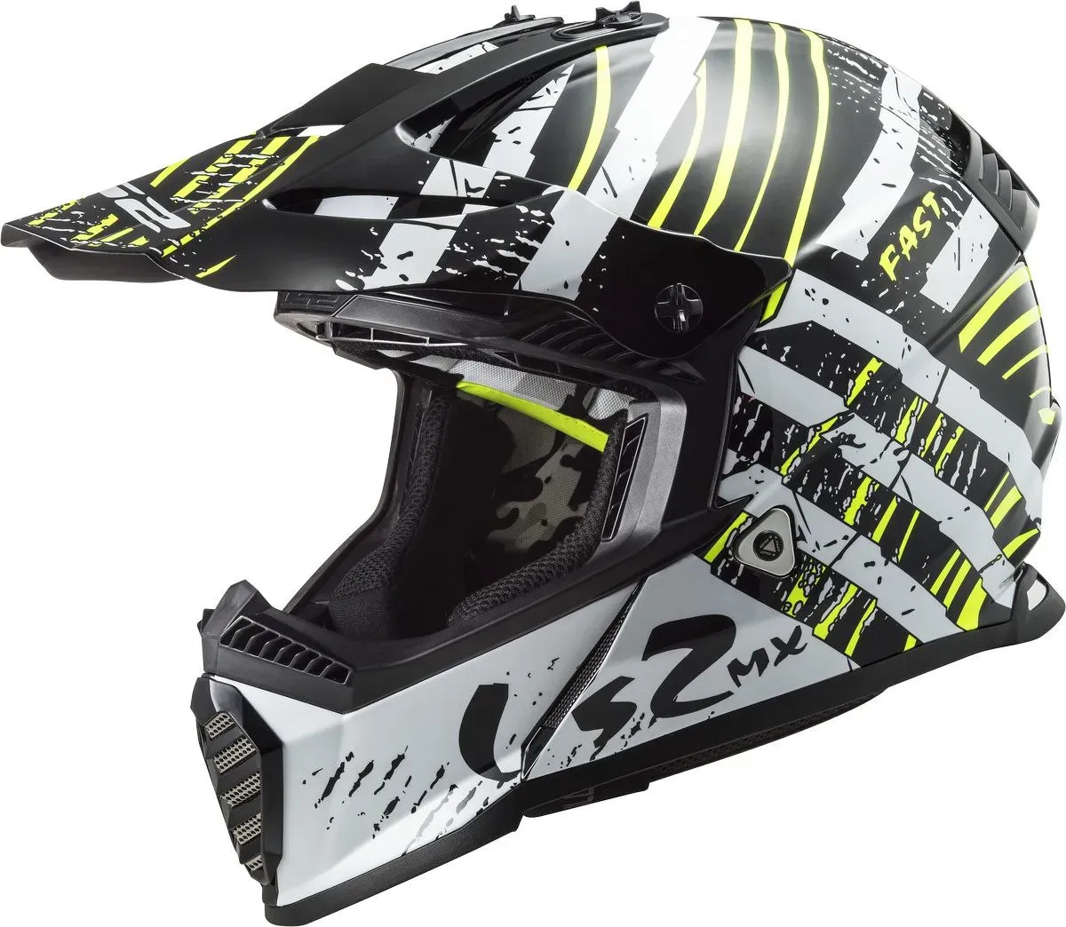 LS2 MX437 Fast Evo Verve Motorcross helm, zwart-wit, XL Voorman