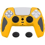 playvital Silikon Hülle für ps5 Controller,Case Anti-Rutsche Schutzhülle Hülle Griffe Skin Weiches Gummi Grips für Playstation 5 Wireless Controller(Caution Gelb & Graphitgrau)