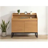 FineBuy Sekretär MDF 100cm Eiche Dekor Kompakt Schreibtisch mit Stauraum Home Office