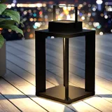 Metall Solar Laterne schwarz 25 LED warmweiß - 45x22 cm - Deko Garten Lampe groß