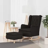 Schaukelsessel Mit Hocker Schwarz Stoff