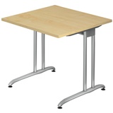 Hammerbacher Schreibtisch nussbaum quadratisch, C-Fuß-Gestell silber 80,0 x 80,0 cm