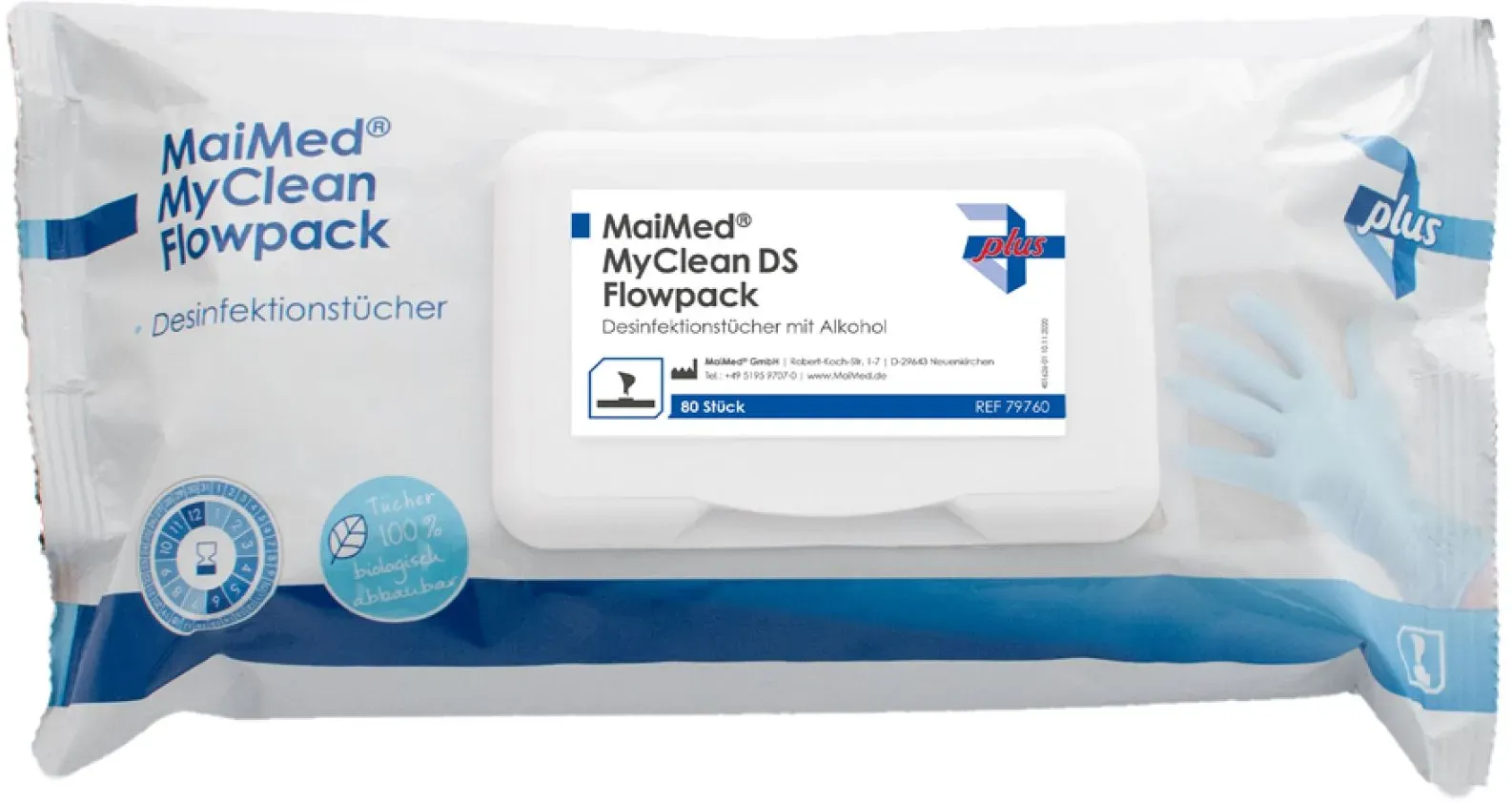 MaiMed MyClean Flowpack Desinfektionstücher mit Alc. 80 St