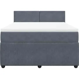 vidaXL Boxspringbett mit Matratze Dunkelgrau 140x200 cm Samt