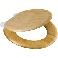 MSV WC Sitz Toilettendeckel Pinie Holz Scharniere aus Kunststoff