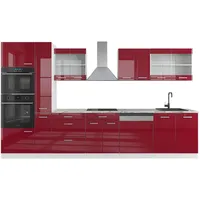 Vicco Küchenzeile R-Line 350 cm Rot Hochglanz/Weiß