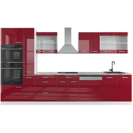 Vicco Küchenzeile R-Line 350 cm Rot Hochglanz/Weiß