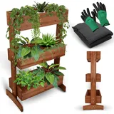 holz4home Hochbeet mit 3 Ebenen inkl. Gartenvlies & Handschuhe