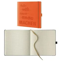 Lediberg Notizbuch »'MACHEN'« kariert Sonderformat 240 Seiten orange