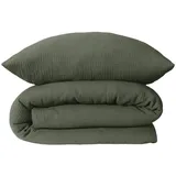 SCHIESSER Molly unifarben Dunkelgrün 155 x 220 cm + 2 x 80 x 80 cm