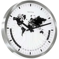 Weltzeituhr Quarzwerk Edelstahl - Hermle Modell: 30504-002100
