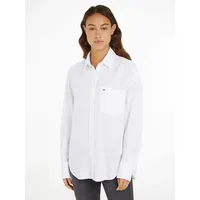 Tommy Jeans Bluse »TJW SP OVR LINEN SHIRT«, mit Tommy Jeans Flagge, weiß