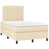 vidaXL Boxspringbett mit Matratze Creme 120x190 cm Stoff