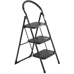 Raburg Tritt-Leiter, 3 Stufen, klappbar, 73 cm hoch, Stahl, 150 kg, Universal-Leiter für Alltag, Helfer für Küche, Haushalt, Schwarz, Raburg Tom
