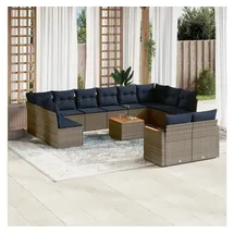 vidaXL Gartensofa-Set 13-tlg. grau Polyrattan