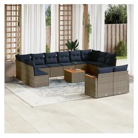 vidaXL Gartensofa-Set 13-tlg. grau Polyrattan