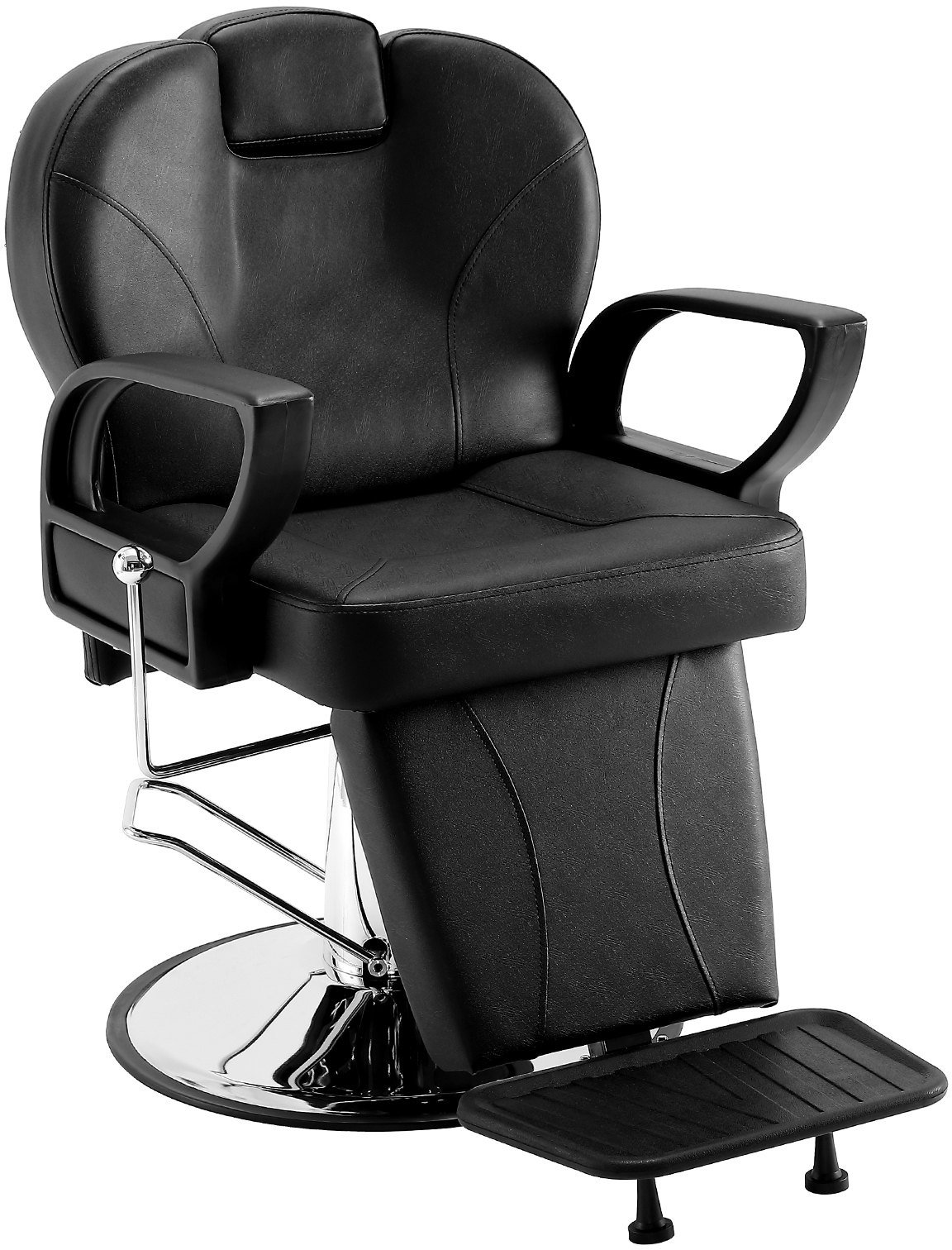 VEVOR Friseurstuhl 150 kg Gewichtskapazität Friseursessel aus Schwamm PU Holzplatte Eisen Bedienungsstuhl höhenverstellbar Barbersessel 360° drehbar Barberstuhl Friseureinrichtung 94,5 x 62 x 93 cm