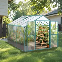 Gegaden Gewächshaus Aluminium für den Garten |Mit 8 cm dickeres Fundament| 301*238*210 cm | Vielseitig nutzbar als Treibhaus Gartenhaus Winterfest Aufzucht Tomatenhaus Frühbeet und Pflanzenhaus Grün