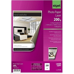 Sigel Fotopapier Fotopapier für Farb-Laser/-Kopierer, 2-seitig, Fotopapier weiß