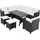 CASARIA Polyrattan Ecklounge Set WPC Esstisch Ecksofa Sessel 2 Hocker inkl. Sitzauflagen Kissen Wetterfest Outdoor Lounge Garten Terrasse Balkon