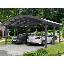 SKANHOLZ Doppelcarport Franken 6,35 x 5,41 m schiefergrau inkl. Pfostenanker