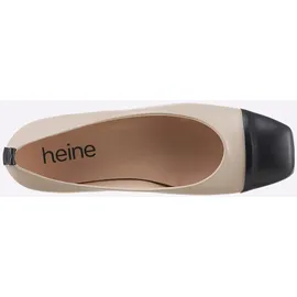 Heine Ballerina HEINE, Damen, Gr. 42, beige (sand, schwarz), Glattleder, Lackleder, Leder, Rindsleder, Schuhe Ballerina
