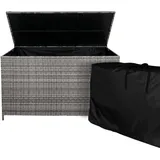 MONSTER SHOP Rattan Kissenbox große 138cm 582L Auflagenbox Gartenbox Outdoor Gartentruhe [Grau]