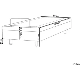 Beliani Verstellbares Bett ohne Kopfteil Bouclé DUKE 90 x 200 cm Cremeweiß