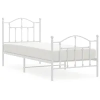 VidaXL Bettgestell mit Kopf- und Fußteil Metall Weiß 90x190