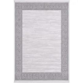 Sehrazat Teppich SEHRAZAT "Venus 7798", weiß (grau), B:200cm H:11mm L:300cm, Obermaterial: 60% Polyester, 40% Polypropylen, Teppiche, Teppich, Kurzflor, Orient Vintage Optik, mit Fransen, Wohnzimmer