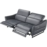 2,5-Sitzer EGOITALIANO "Dafne, elegantes Designsofa mit hohem Sitzkomfort", grau (smoke), B:208cm H:97cm T:108cm, Leder »BULL« (echtes Rindsleder). Geschliffenes, pigmentiertes und behandeltes Rindsleder mit einer Dicke von 1, 3-1, 5 mm. Dieses Leder zeigt eine ziemlich weiche Hand mit einem halb undurchsichtigen Aussehen. Es handelt sich um ein geschütztes Leder. Eine leichte Deckschicht schützt sie vor Flecken, ohne ihre ursprünglichen Eigenschaften zu verändern. Die geschützten Leder kombinieren die Vorteile von Natürlichkeit und Weichheit mit einer guten Beständigkeit gegen Verschleiß und Ausbleichen. Das Vorhandensein der charakteristischen Zeichen, die das Leben des Tieres bestimmen, wie Narben, Körnungsunterschiede, Falten, Adern, Disharmonien in Farbtönen, beweisen ihre absolute Echtheit und großen Wert., Sofas, mit und ohne elektrischer Relaxfunktion, Kopfteile manuell verstellbar
