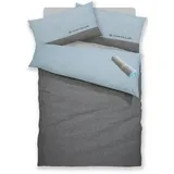 Tom Tailor HOME Wendebettwäsche Henry in Gr. 135x200 oder 155x220 cm, Renforcé, 3 teilig, Bettwäsche aus Baumwolle, mit GRATIS-Zugabe: Sporthandtuch blau