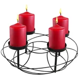 Spetebo Adventskranz aus Metall in Schwarz für 4 Kerzen Ø 37 cm, für Kerzen mit einem Durchmesser bis ca. 7 cm schwarz