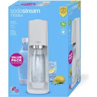 Sodastream Terra white +  2 PET-Flaschen 1 l + Zylinder