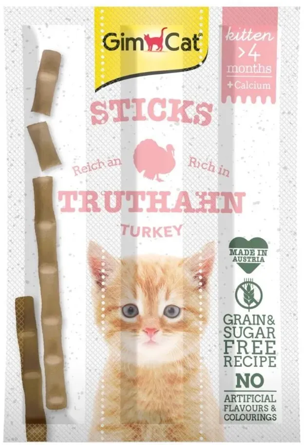 GIMCAT Kätzchen Sticks Kabanosy mit Pute und Kalzium 3x3g