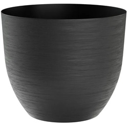 TERA eleganter OVER Blumentopf, Polyethylen-Pflanzgefäß für drinnen/draußen, 5mm Dicke, raue Oberfläche, Wasservorrat, Durchmesser 38cm, schwarz