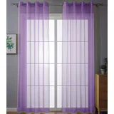 Gardinenbox 2er-Pack Ösen Gardinen Transparent Vorhang Set Wohnzimmer Voile Ösenvorhang Bleibandabschluß HxB 245x140 cm Lila, 203322