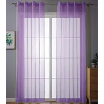 Gardinenbox 2er-Pack Ösen Gardinen Transparent Vorhang Set Wohnzimmer Voile Ösenvorhang Bleibandabschluß HxB 245x140 cm Lila, 203322