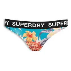 Superdry für Damen. W3010401A Classics Bikiniunterteil multicolour (L), Blau, Mehrfarbig, Strandbekleidung, Blumen, Recyceltes Polyester