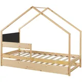 [en.casa] Kinderbett Sodankylä 90 x 200 cm Kiefer massiv natur beige