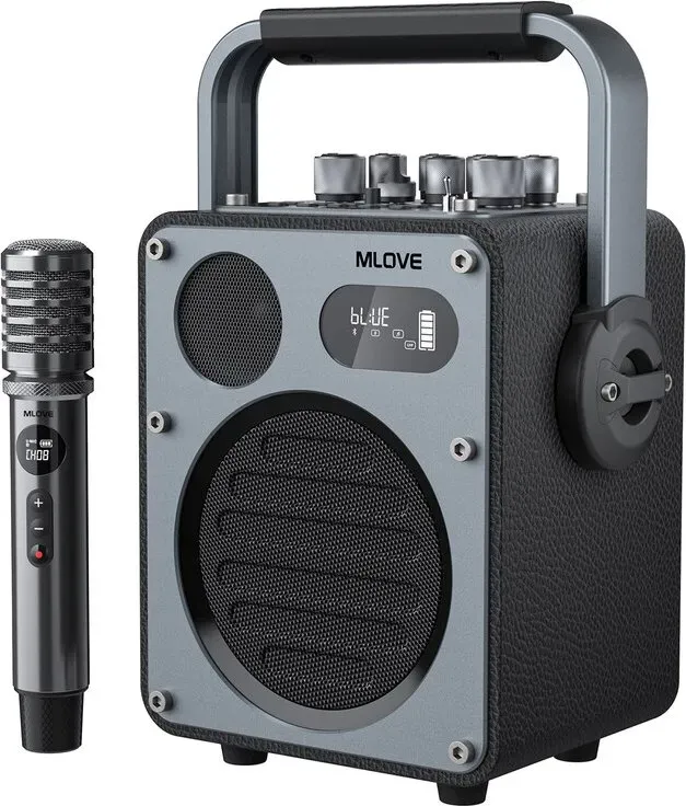 Mlove Rangers D4 Pro Bluetooth Karaoke-Lautsprechersystem, tragbare Singmaschine mit kabellosen Mikrofonen, Sprachaufnahme in hoher Klangqualität