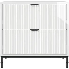 vidaXL Nachtschrank 63,5 x 36 x 61 cm Hochglanz-Weiß