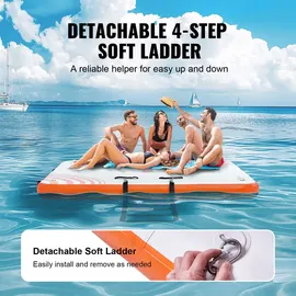 Vevor Aufblasbares Schwimmdock, 1,82 x 1,52 m Dockplattform, rutschfeste Wasserschwimmdockmatte mit tragbarer Tragetasche und abnehmbarer Leiter, s...
