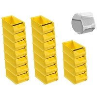 PROREGAL® Kleinteilemagazin SparSet 18x Gelbe Sichtlagerbox 4.1, Griffstange & Abdeckung, 7,2L gelb