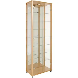 fif möbel Vitrine OPTIMA Standvitrine/Glasvitrine 2x Glastür,perfekt für Sammler,Sammlervitrine beige