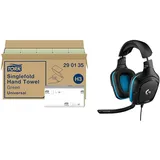 Tork grüne Zickzack Papierhandtücher Universal 290135 - H3 Falthandtücher für Papierhandtuchspender - 1-lagig & Logitech G432 kabelgebundenes Gaming-Headset